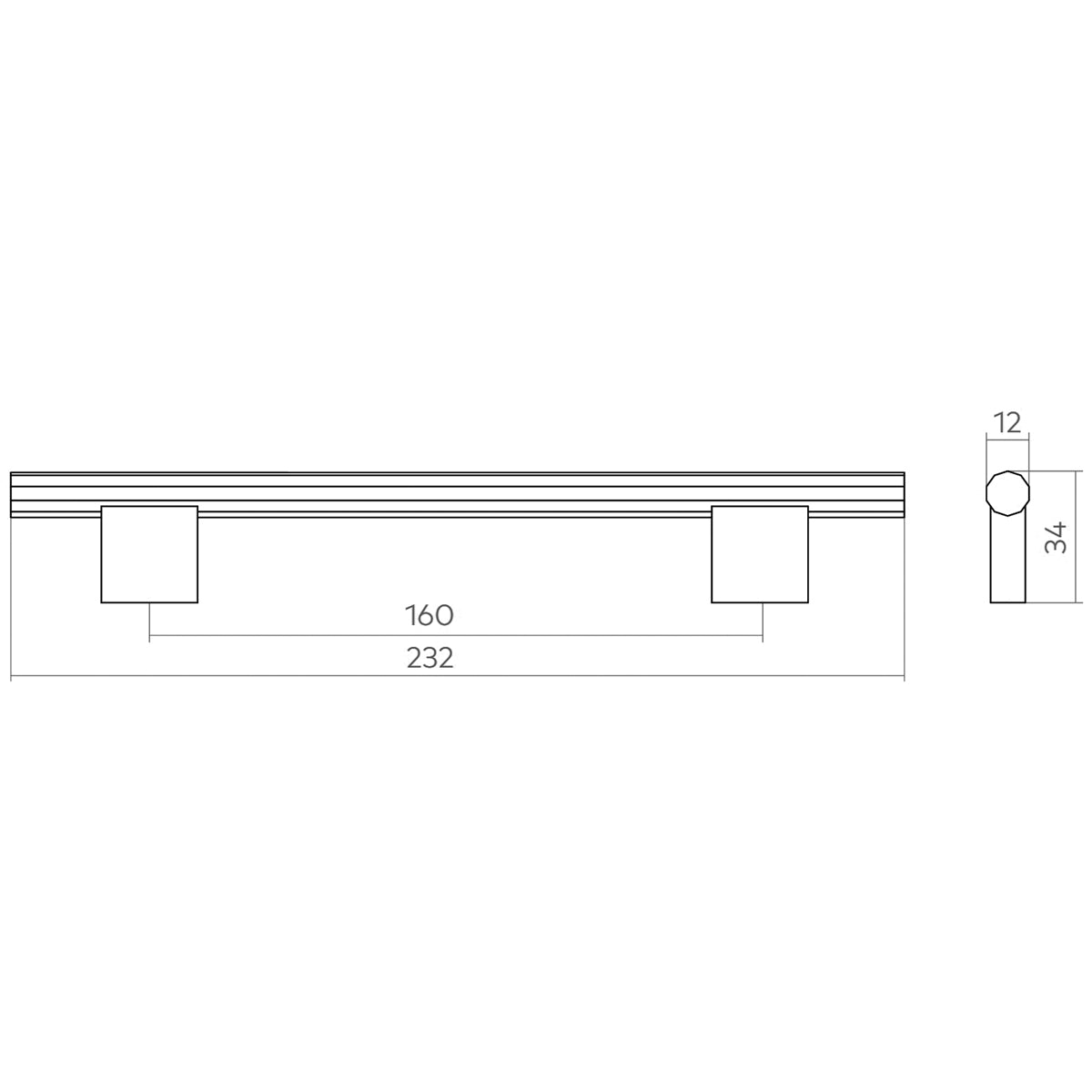 H&H DIXTON BAR HANDLE 160HC D12x232x34 BSB - GDIB160BSB