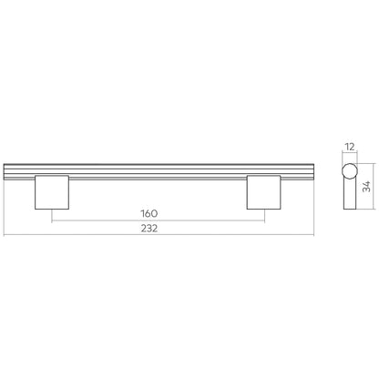H&H DIXTON BAR HANDLE 160HC D12x232x34 BSB - GDIB160BSB