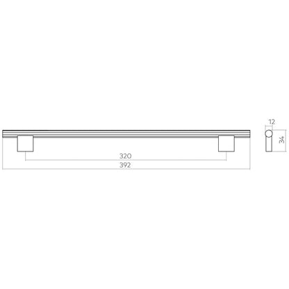H&H DIXTON BAR HANDLE 320HC D12x392x34 PCP - GDIB320CP