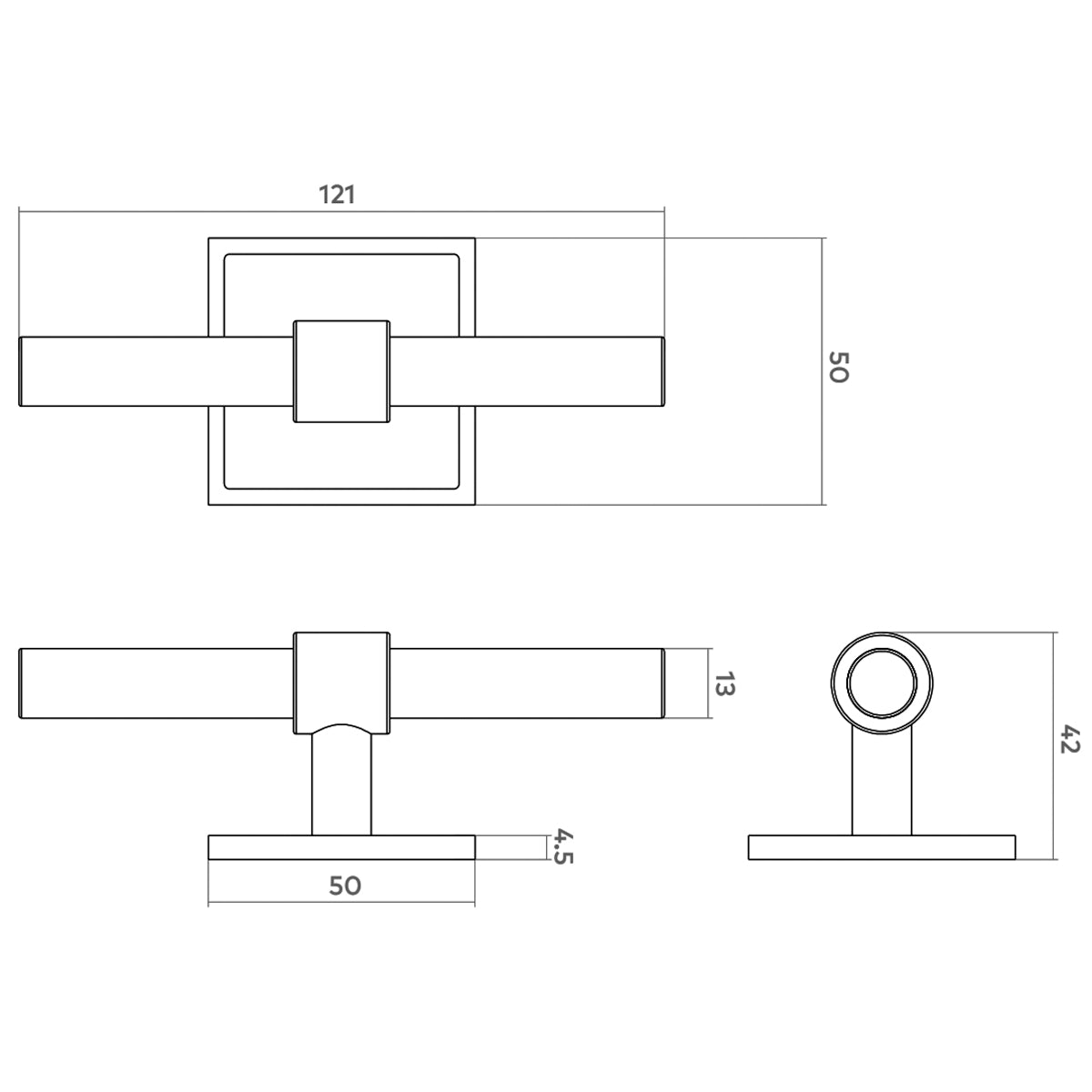 H&H BROKK T BAR KNOB D13x121x50x42 BBR - GBRK121BB