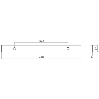 H&H DIXTON HANDLE BACKPLATE 160HC 238x19x4 MBK - GU04BP160MBL