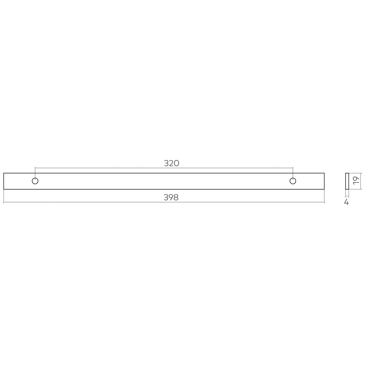 H&H DIXTON HANDLE BACKPLATE 320HC 398x19x4 PCP - GU04BP320CP