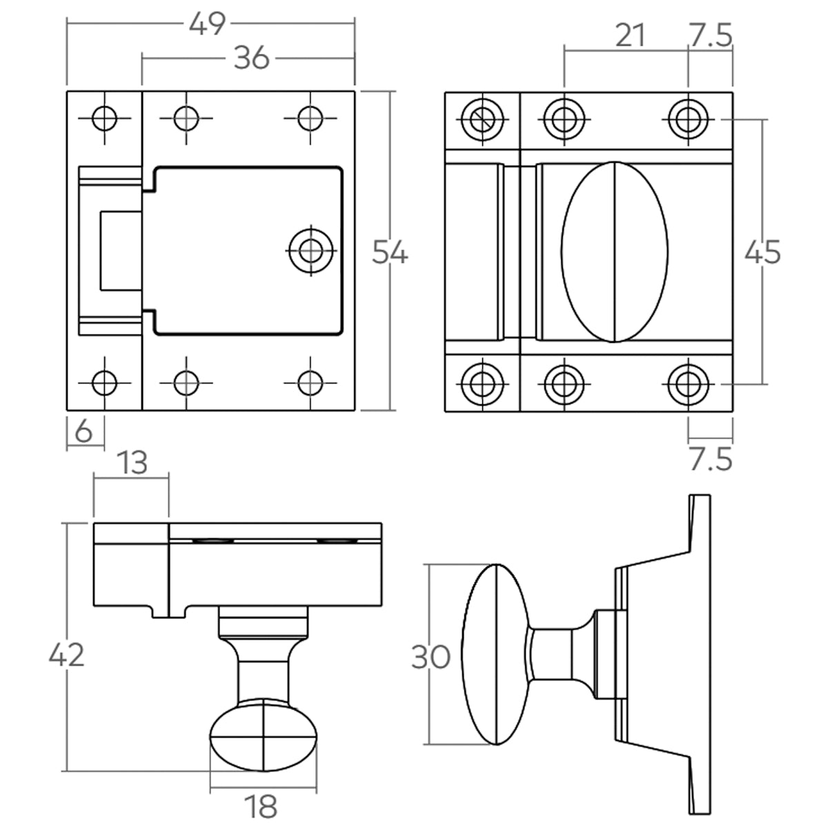 H&H WESTGATE CUPBOARD CATCH 54x49x42 BSB - GWECCBSB