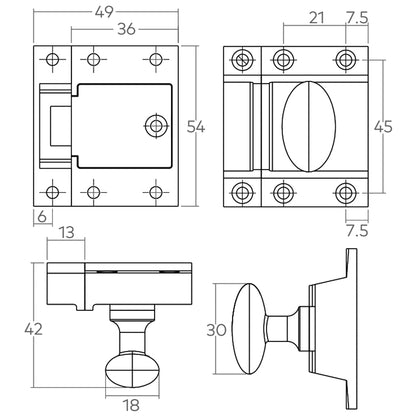 H&H WESTGATE CUPBOARD CATCH 54x49x42 BSB - GWECCBSB
