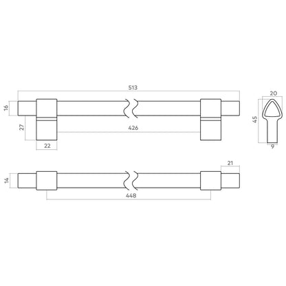 H&H ASPEN PULL HANDLE 448HC 513x20x45 BSB - GASP448BSB