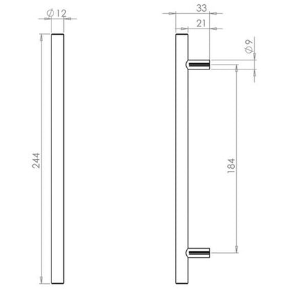 T BAR CABINET HANDLE 184HC D12x244x33 PSS