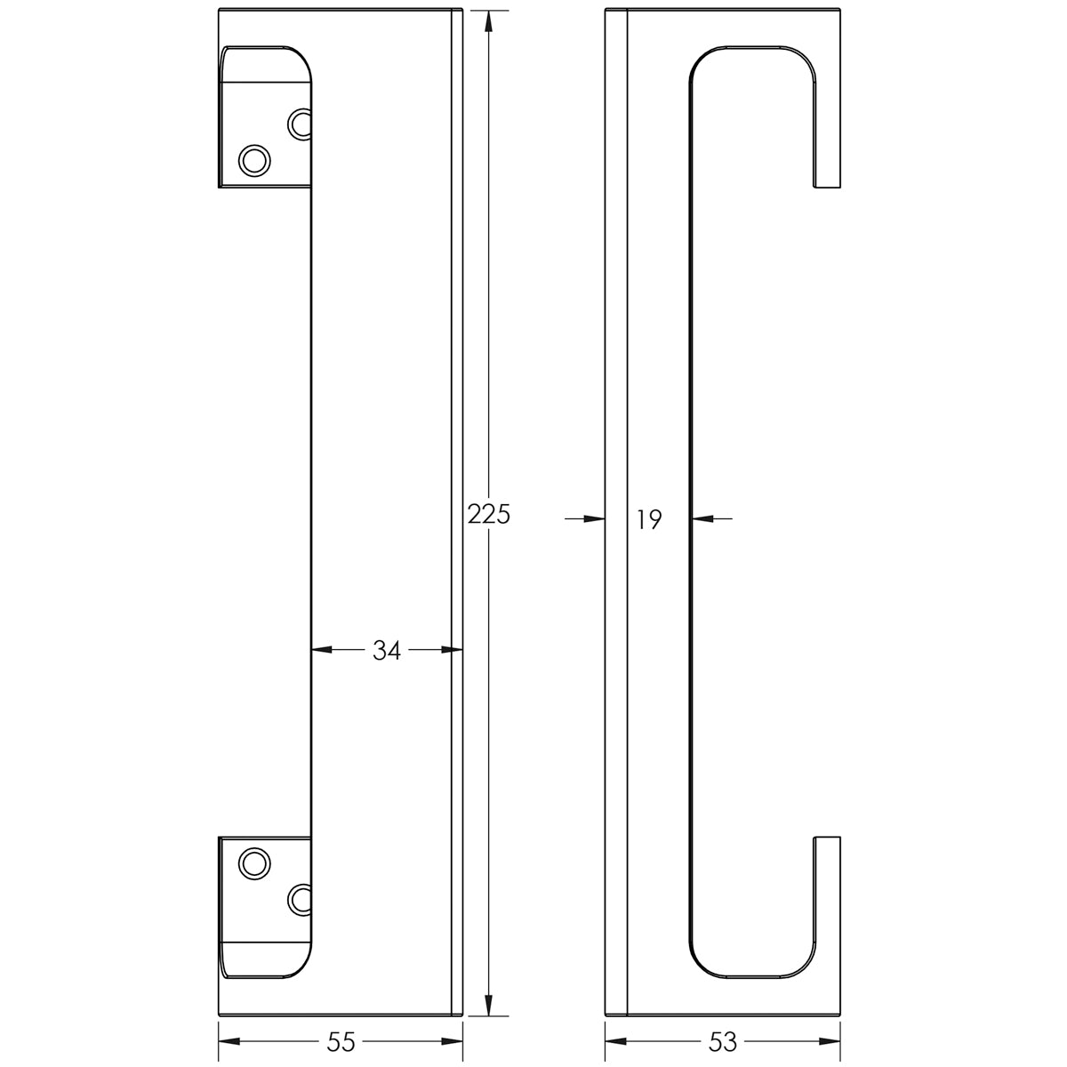 PULL HANDLE SQUARE 225x55x53 SAA J3572A