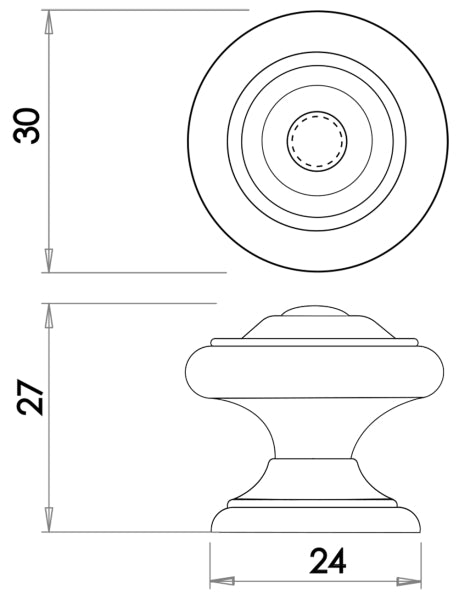 JEDO CUPBOARD KNOB D24x27xD30 TIN JH8652T