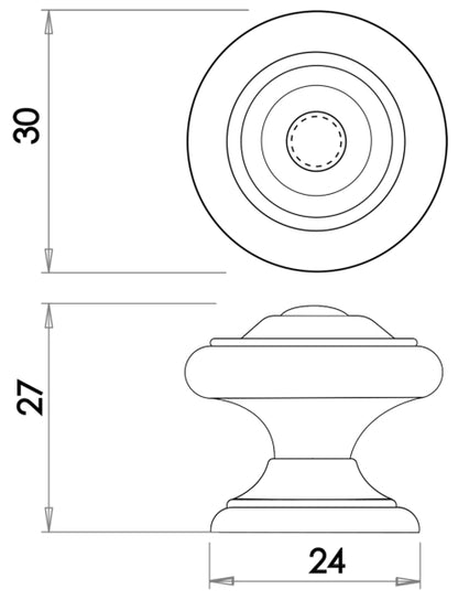 JEDO CUPBOARD KNOB D24x27xD30 TIN JH8652T