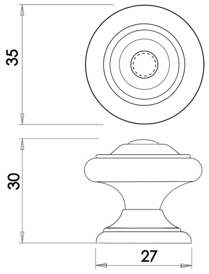JEDO CUPBOARD KNOB D27x30xD35 TIN JH8651T