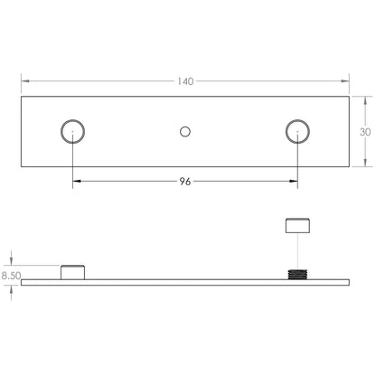 FANSHAW CUPBOARD KNOB BACKPLATE 096HC 140x30x8.5 SBR