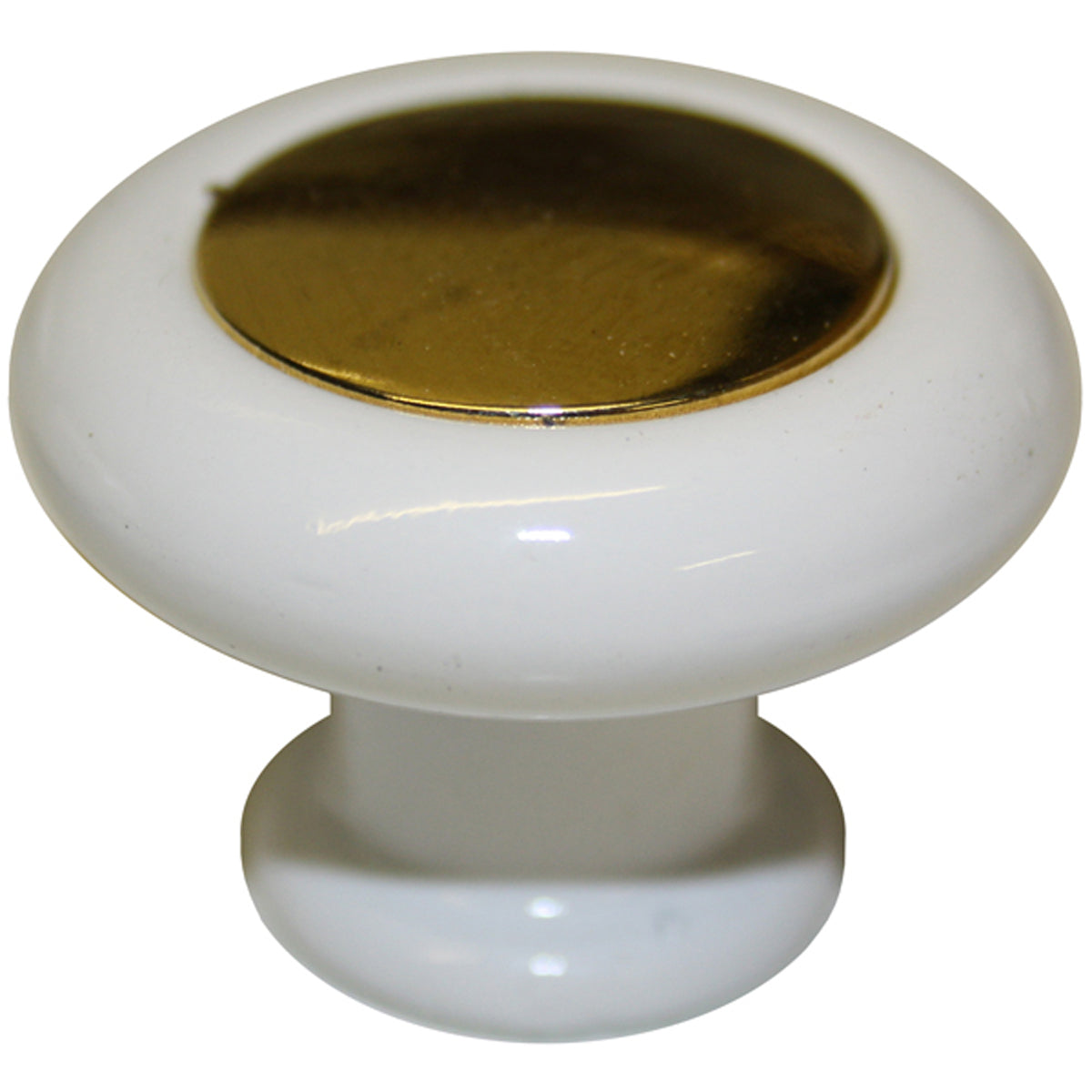 ROUND KNOB+INSERT D32x23 CI/WH BRS