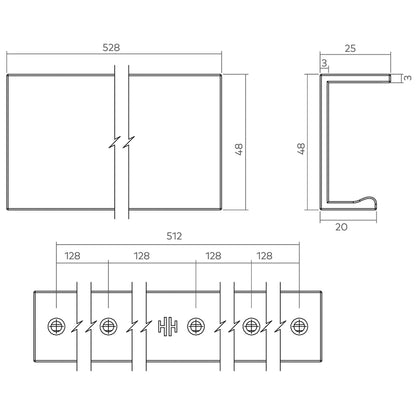 H&H AUSTIN PROFILE HANDLE 512HC 528x48x25 BNP - GAUSP512BN