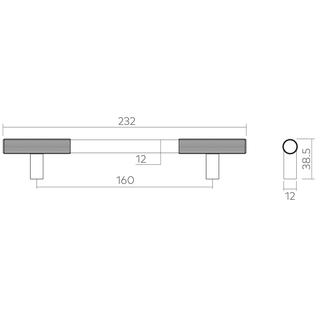 H&H HOXA PULL HANDLE BACKPLATE 160HC 237x19x4 MBK - GHOBP160MBL