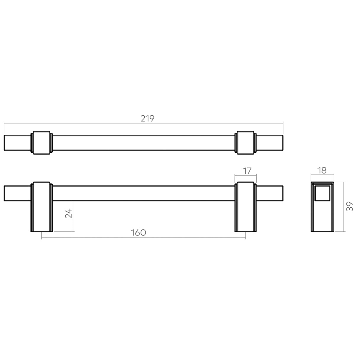 H&H HEMPSTOCK PULL HANDLE 160HC 219x18x39 DBB - GHEP160DBB