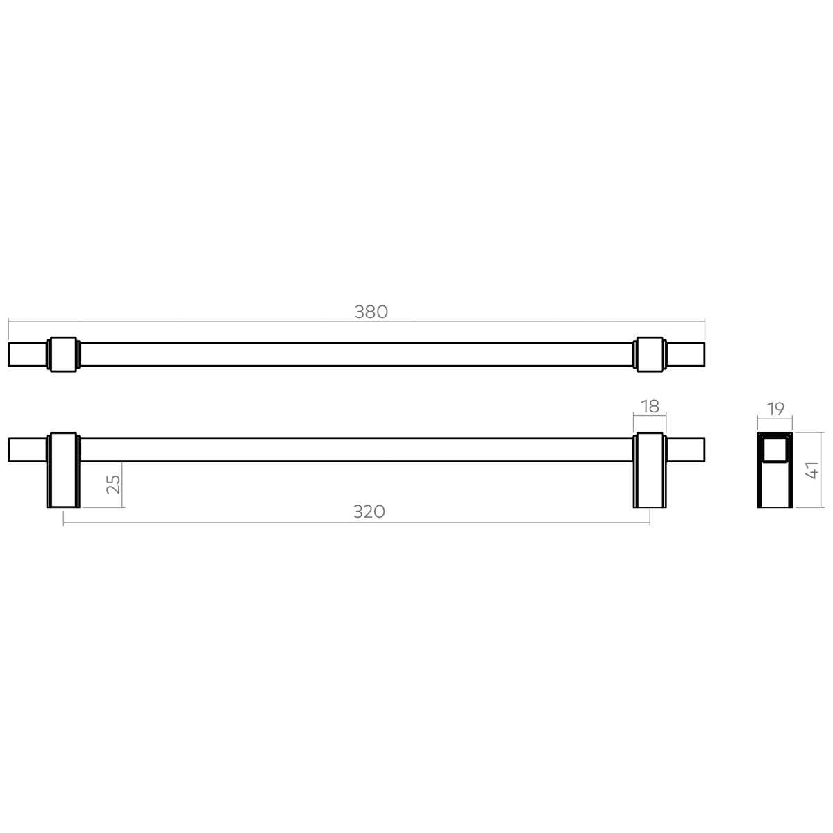 H&H HEMPSTOCK PULL HANDLE 320HC 380x19x41 BNB - GHEP320BB