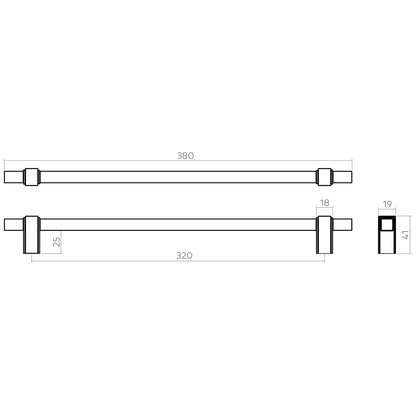 H&H HEMPSTOCK PULL HANDLE 320HC 380x19x41 MBK - GHEP320MBL