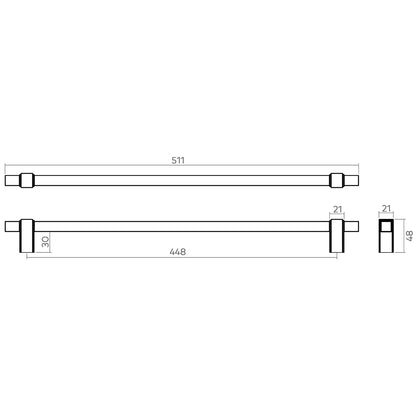 H&H HEMPSTOCK PULL HANDLE 448HC 511x21x48 BSB - GHEP448BSB
