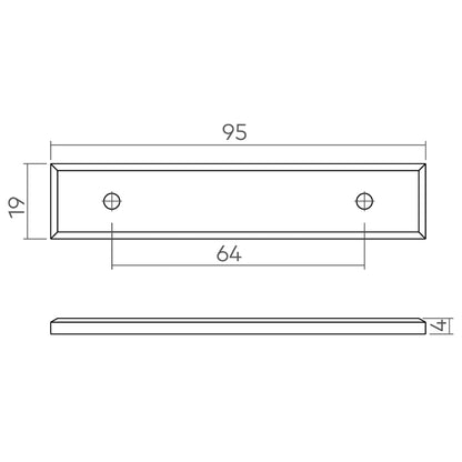 H&H NEWBRIDGE PULL HANDLE BACKPLATE 064HC 095x19x4 BNP - GNEWBP064BN