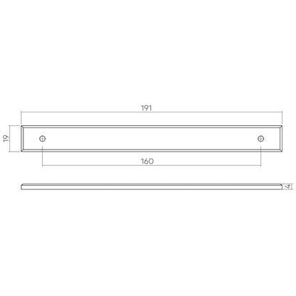 H&H NEWBRIDGE PULL HANDLE BACKPLATE 160HC 191x19x4 BNB - GNEWBP160BB