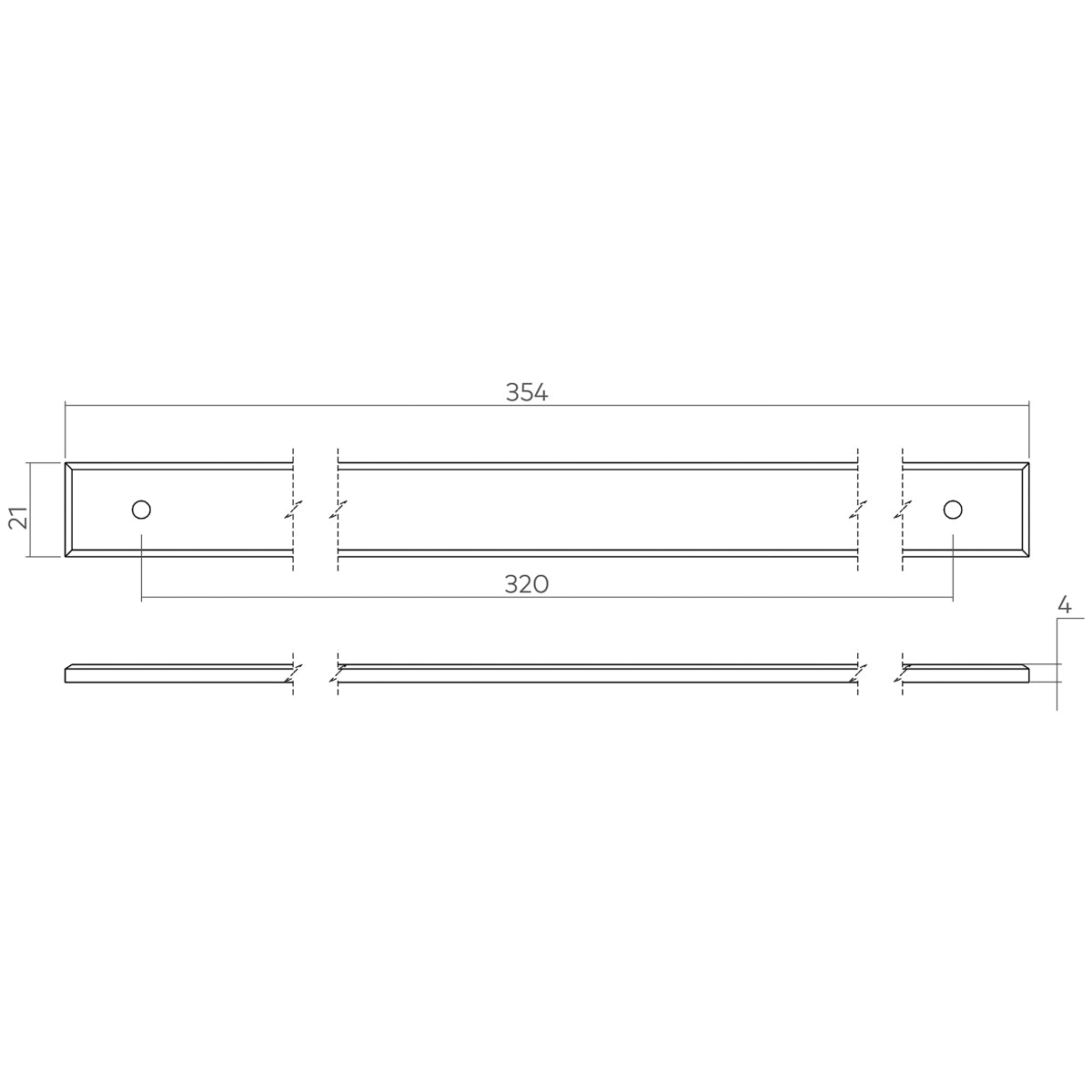 H&H NEWBRIDGE PULL HANDLE BACKPLATE 320HC 354x21x4 BNB - GNEWBP320BB