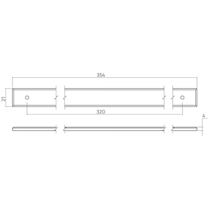 H&H NEWBRIDGE PULL HANDLE BACKPLATE 320HC 354x21x4 PNP - GNEWBP320PN