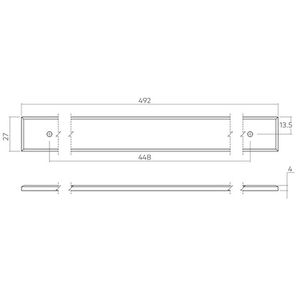 H&H NEWBRIDGE PULL HANDLE BACKPLATE 448HC 492x27x4 DBB - GNEWBP448DBB