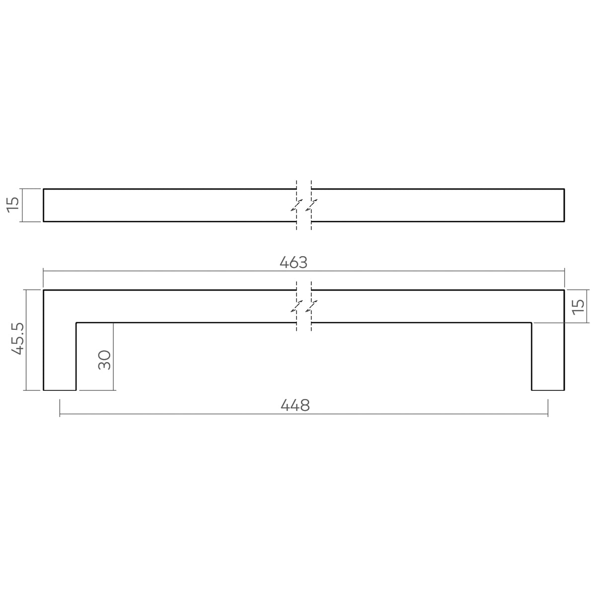 H&H NEWBRIDGE PULL HANDLE 448HC 463x46x15 BNB - GNEWP448BB