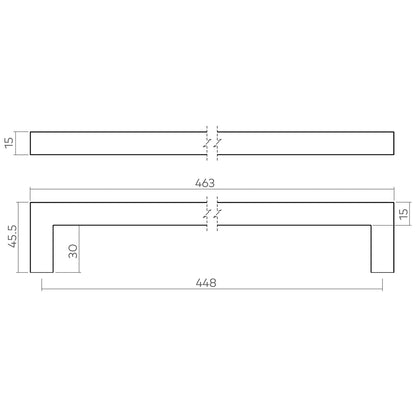 H&H NEWBRIDGE PULL HANDLE 448HC 463x46x15 PNP - GNEWP448PN