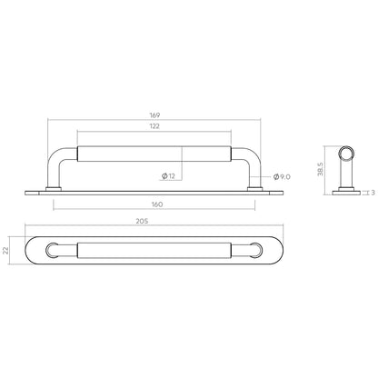 H&H OKUS PULL HANDLE & BACKPLATE 160HC 205x22x39 BNP - GOKP160BN
