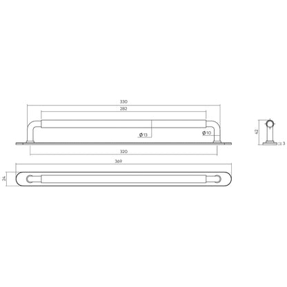 H&H OKUS PULL HANDLE & BACKPLATE 320HC 369x24x42 BSB - GOKP320BSB