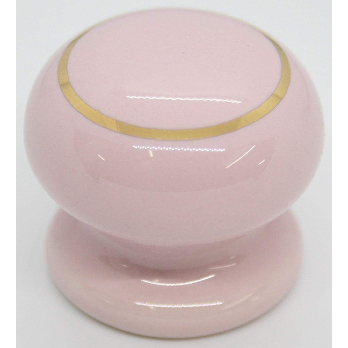 PORCELAIN KNOB D35 PINK/GOLD RING