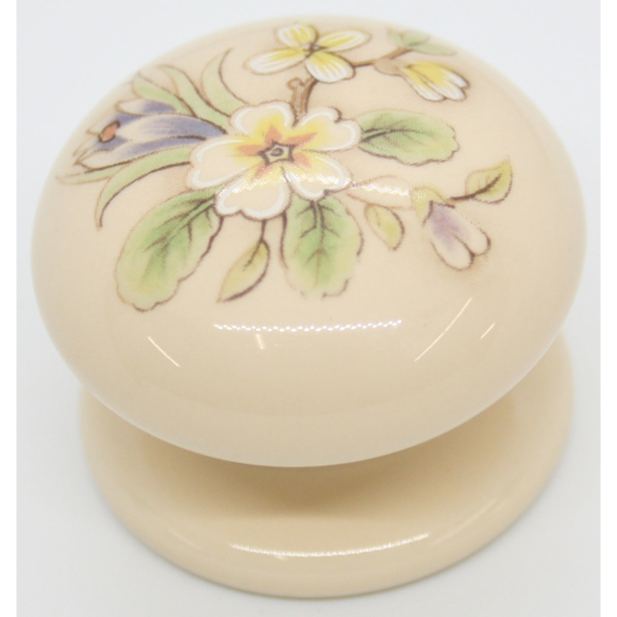 PORCELAIN KNOB D35 WHITE/SPRING MAY