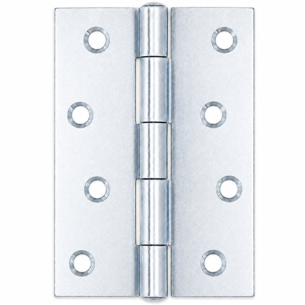 100 x 65mm bright zinc plated steel butt hinge with fixed pin and eight countersunk holes – sold in packs of 5 pairs
