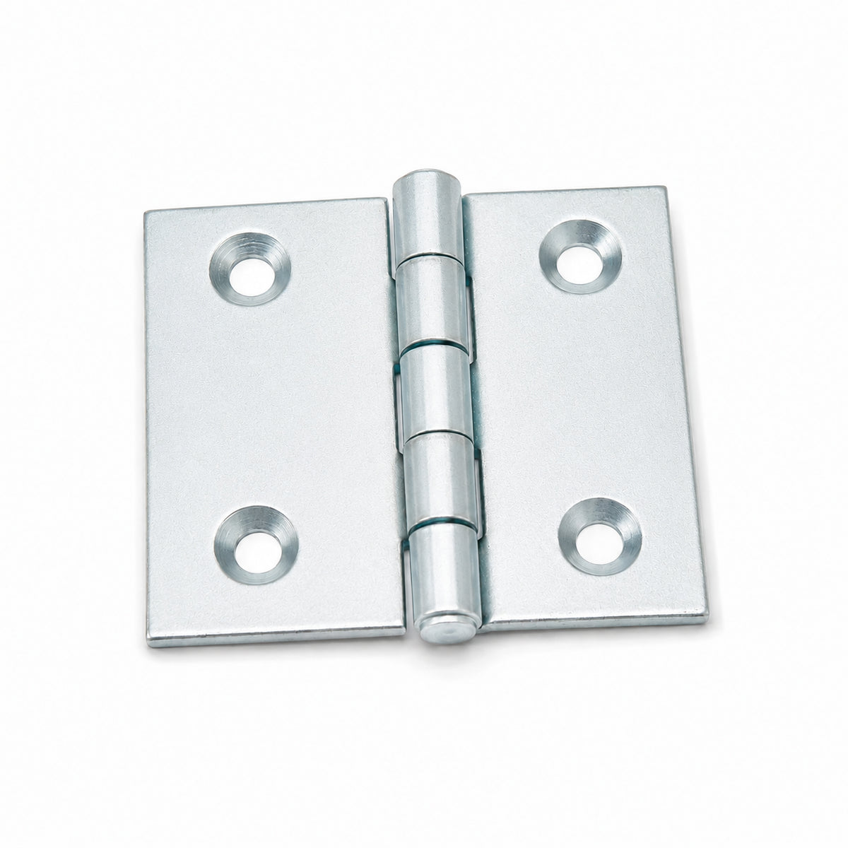 25mm bright zinc plated steel butt hinge with fixed pin and four countersunk holes – supplied as 20 hinges or 10 pairs
