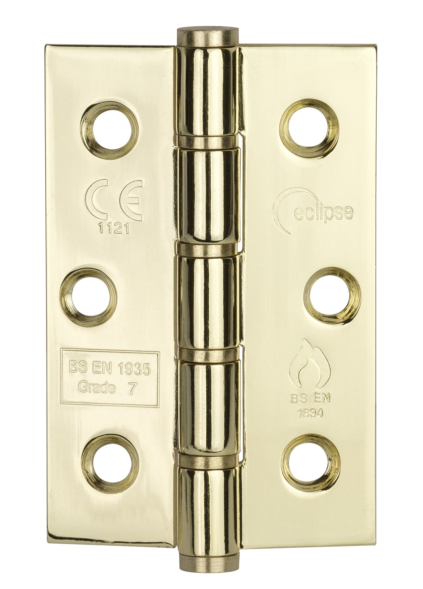 Eclipse Grade 7 washered stainless-steel hinge 76 x 51 x 2mm in electro brass finish – pair
