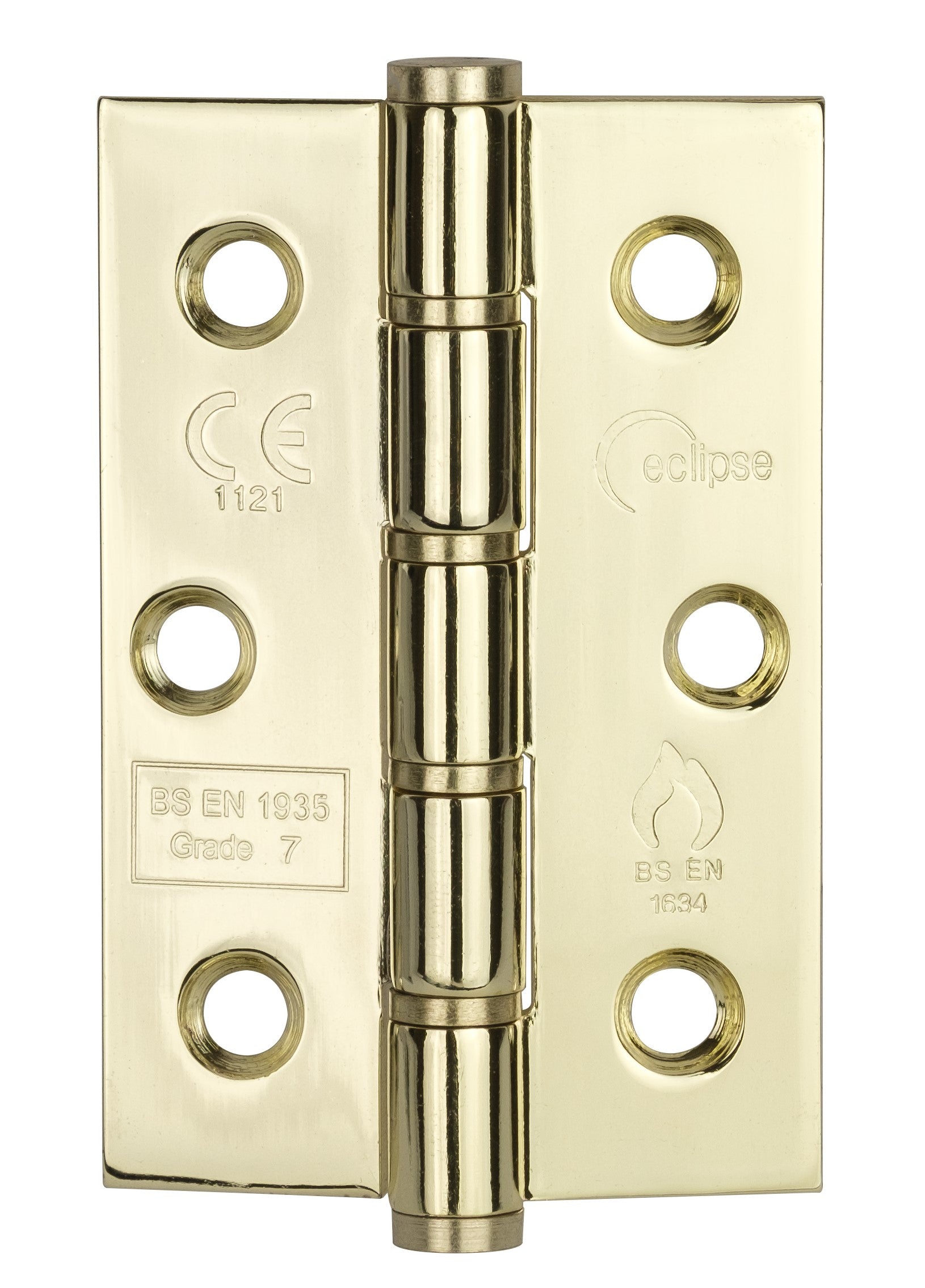 Eclipse Grade 7 washered stainless-steel hinge 76 x 51 x 2mm in electro brass finish – pair