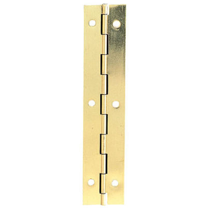 1830 × 32 × 1mm electro-brass plated steel continuous piano hinge shown open – HI120730B