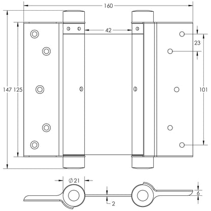 DOUBLE ACTION STEEL SPRING HINGE 125 EBR PR HB3005-5PB