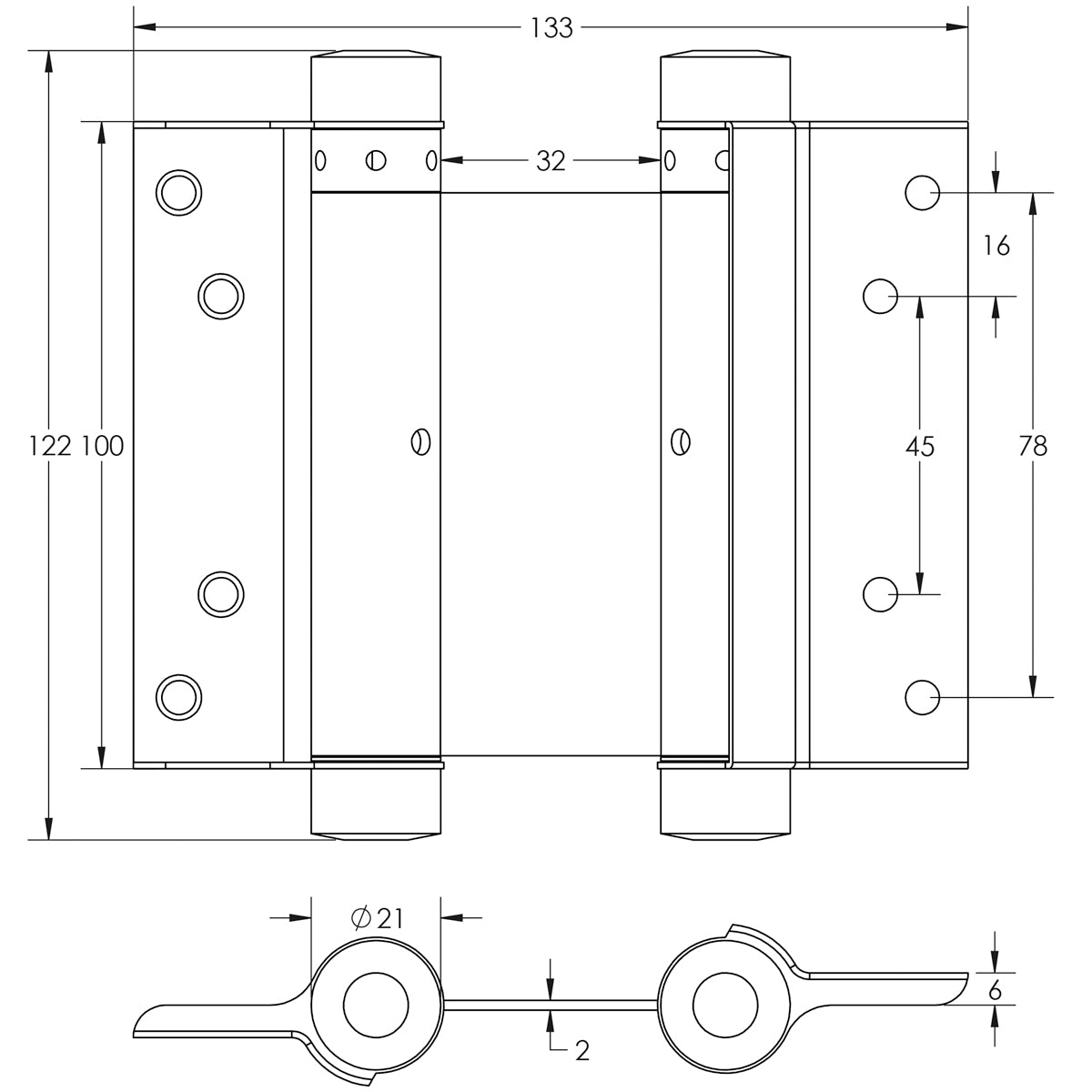 DOUBLE ACTION STEEL SPRING HINGE 100 GRY PR HG3005-4GY