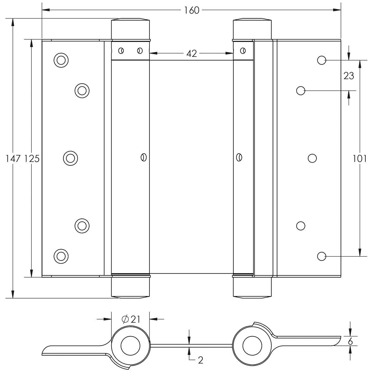 DOUBLE ACTION STEEL SPRING HINGE 125 GRY PR HG3005-5GY