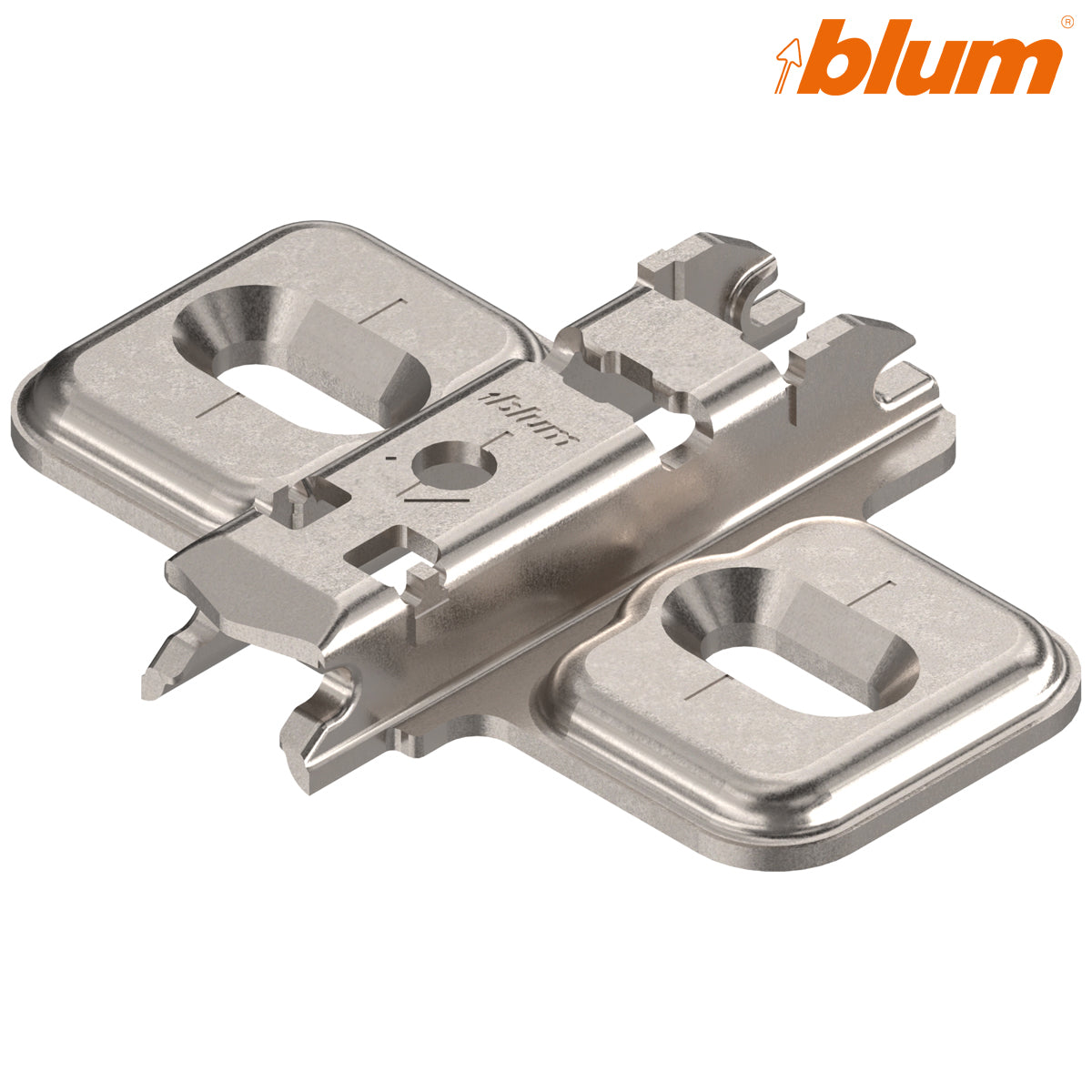 BLUM CLIP CRUCIFORM MOUNTING PLATE 00 ±3 HA 08.5 ELONGATED HOLES CHIPBOARD
