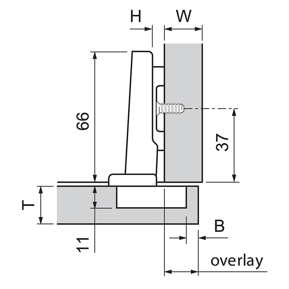 BLUM CLIP HINGE 100deg OVERLAY UNSPRUNG KNOCK-IN by JULIUS BLUM UK LTD