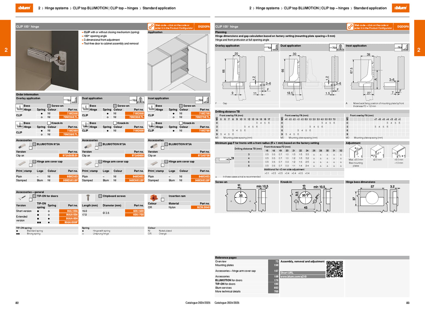 BLUM CLIP HINGE 100deg OVERLAY UNSPRUNG KNOCK-IN by JULIUS BLUM UK LTD