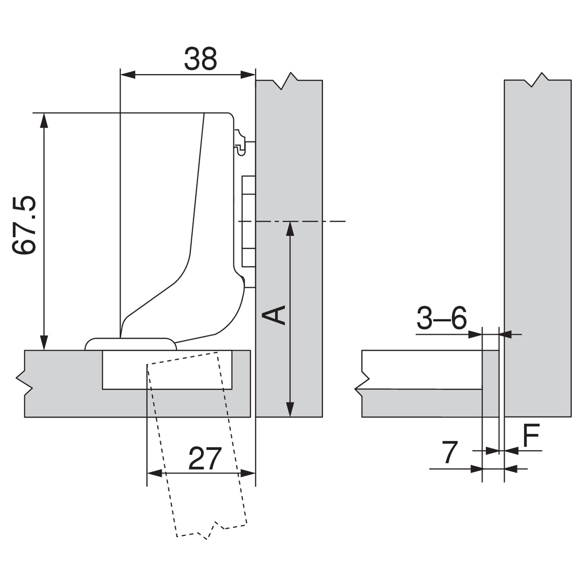 BLUM CLIP HINGE 100deg INSET UNSPRUNG KNOCK-IN by JULIUS BLUM UK LTD