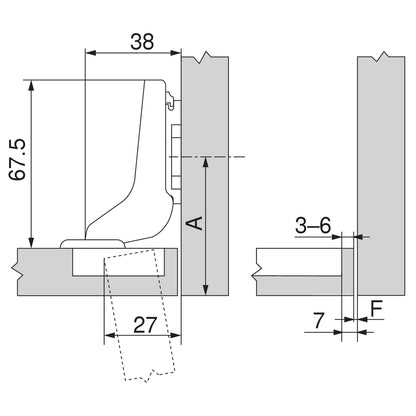 BLUM CLIP HINGE 100deg INSET UNSPRUNG KNOCK-IN by JULIUS BLUM UK LTD