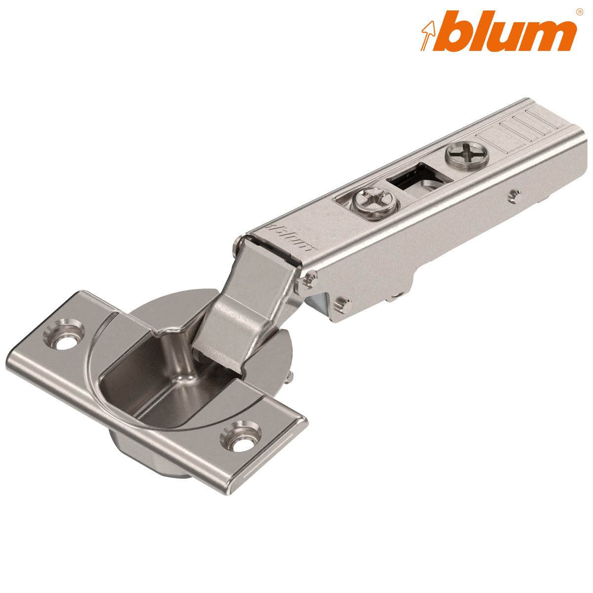 Blum 70T3550.TL 110-degree overlay unsprung screw-on cabinet hinge in nickel