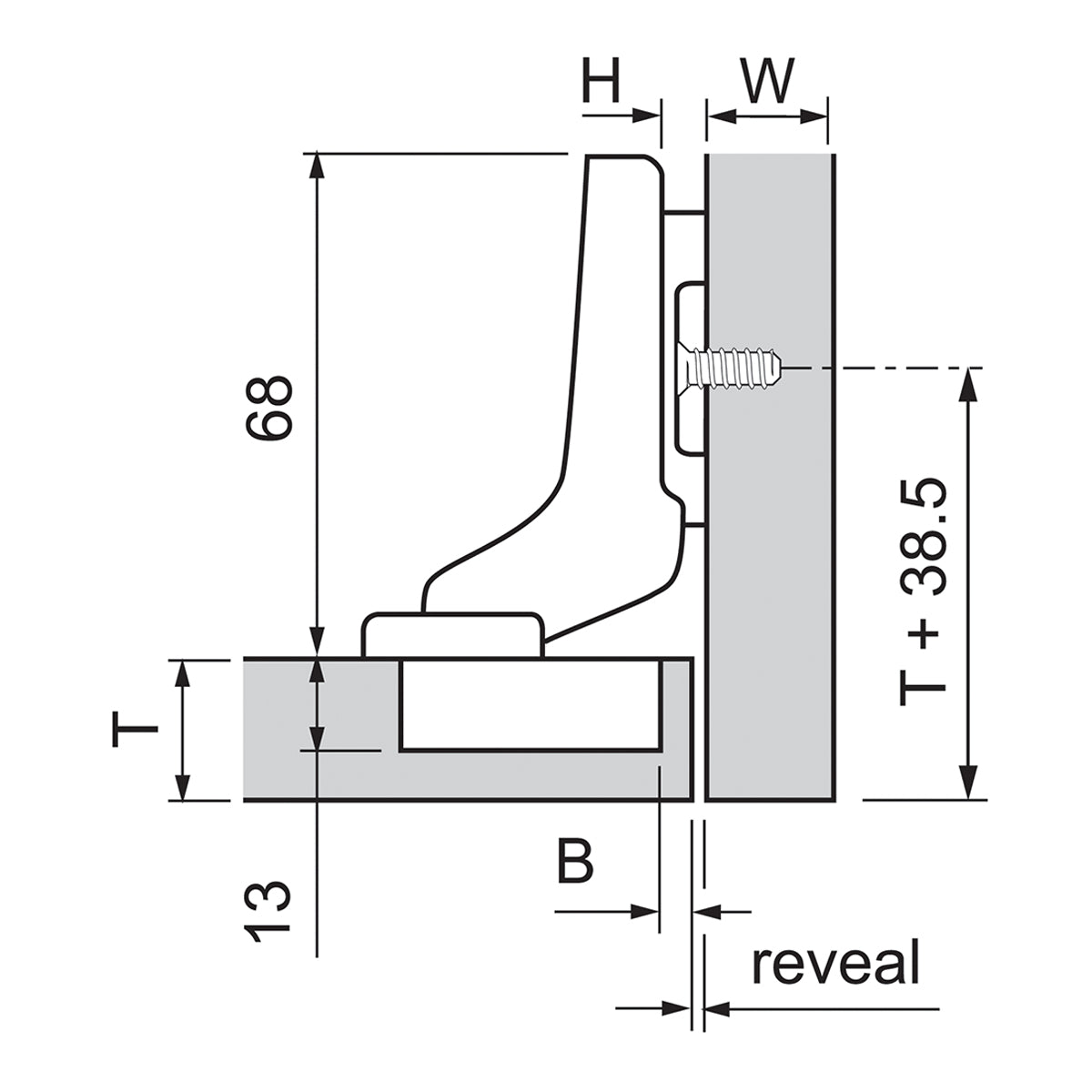 BLUM CLIP HINGE 110deg INSET UNSPRUNG SCREW-ON by JULIUS BLUM UK LTD