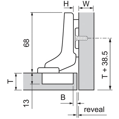 BLUM CLIP HINGE 110deg INSET INSERTA by JULIUS BLUM UK LTD