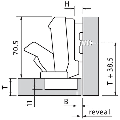 BLUM CLIP WIDE HINGE 170deg DUAL INSERTA by JULIUS BLUM UK LTD